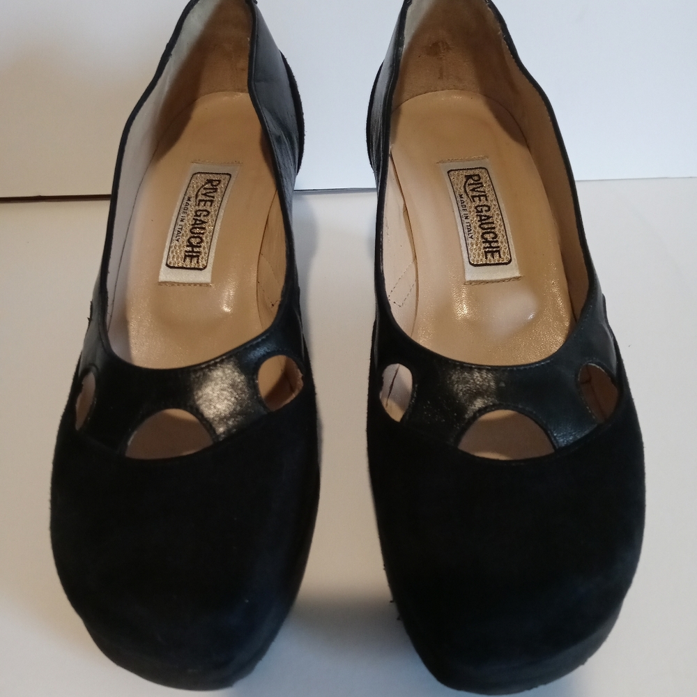 YSL Yves Saint Laurent Rive Gauche wedges.